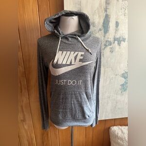 Nike Heather Gray Hoodie with Logo. Women’s Medium. Front pocket! Cute!